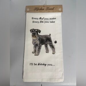 E&S kitchen white towel schnauzer 18”x26” 100% cotton